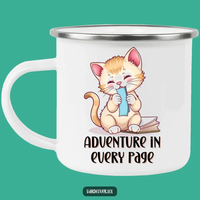 Funny Kitten Enamel Mug - Playful Outdoor Cat Lover Gift