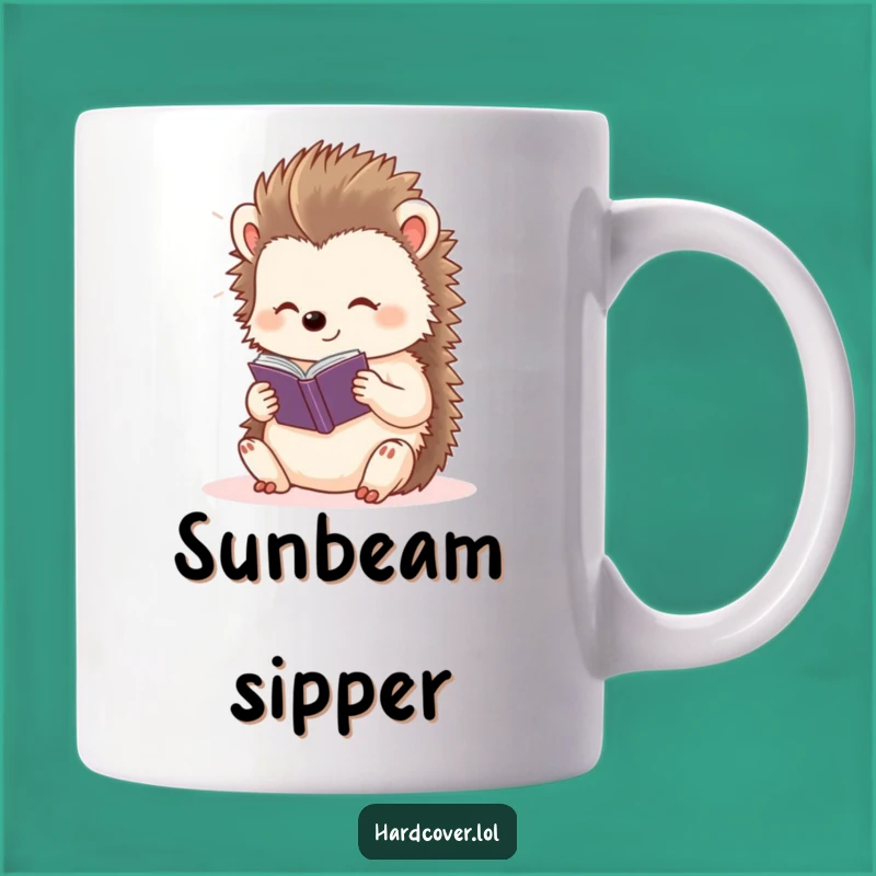 Funny Hedgehog Reading Mug: Content Bookworm Character for Cozy Gift