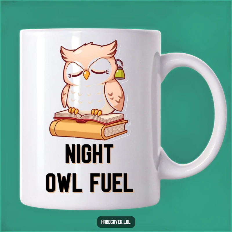 Funny Owl Reading Mug: Sleepy Bookworm Character with Lamp for Gift