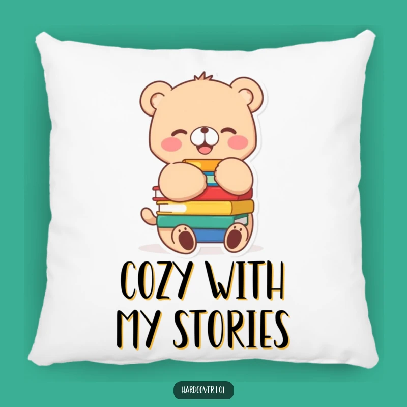 Funny Bear Cub Reading Pillow: Cozy Hugging Books Character Comfort Gift