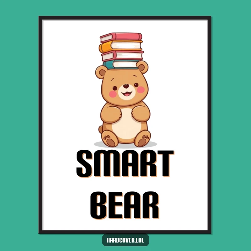 Funny Bear Books Digital Print: Instant Humorous Art for Book Lovers