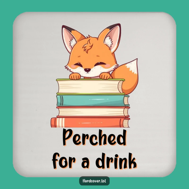 Funny Fox Book Stack Coasters - Protect Surfaces with Clever Charm