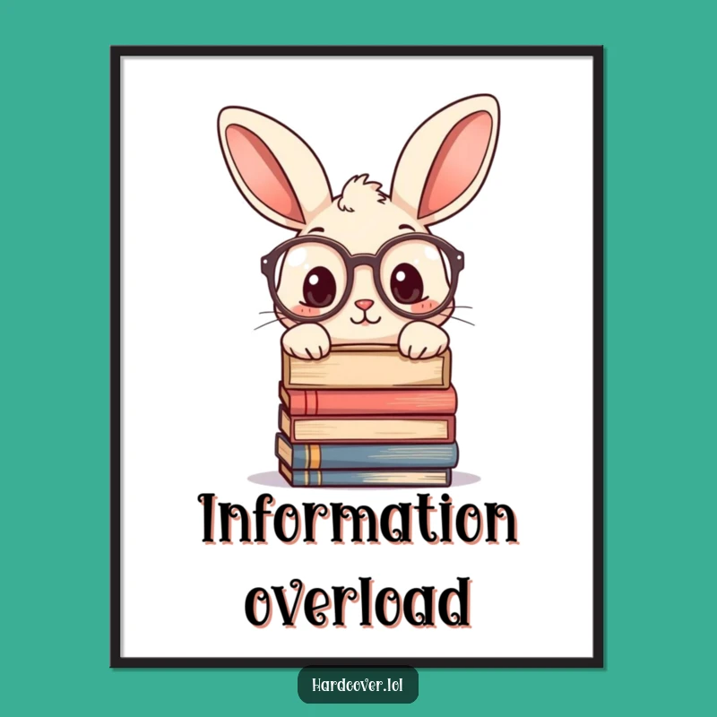 Funny Curious Rabbit Glasses Poster - Bookworm Wall Art
