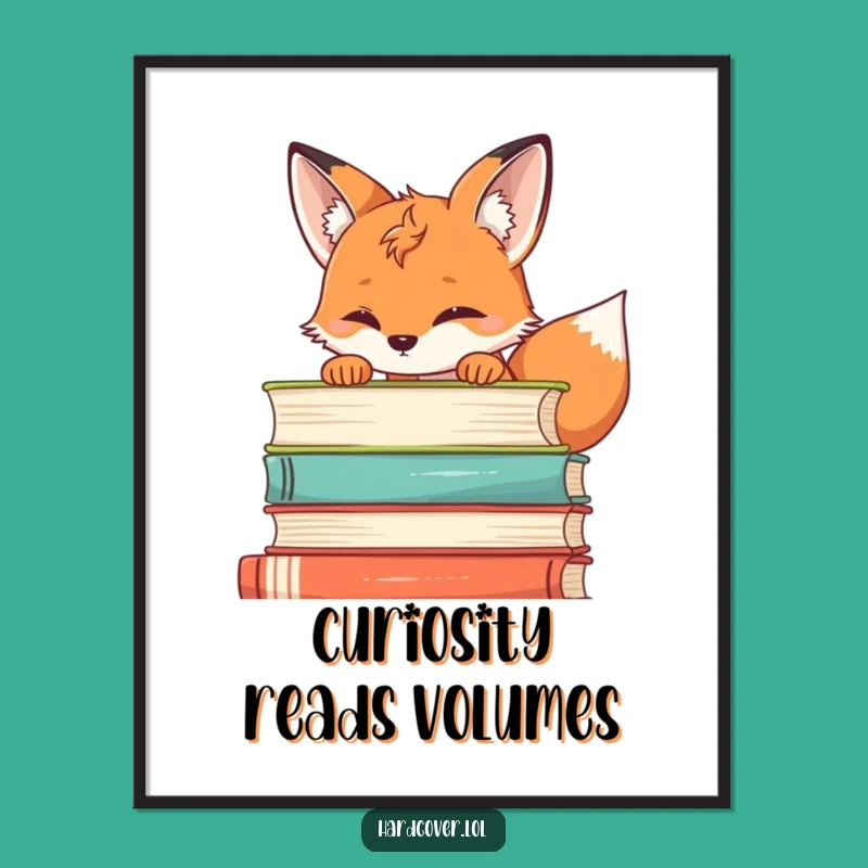 Funny Free Printable Wall Art: Curious Fox Bookshelf - Whimsical Downloadable Decor