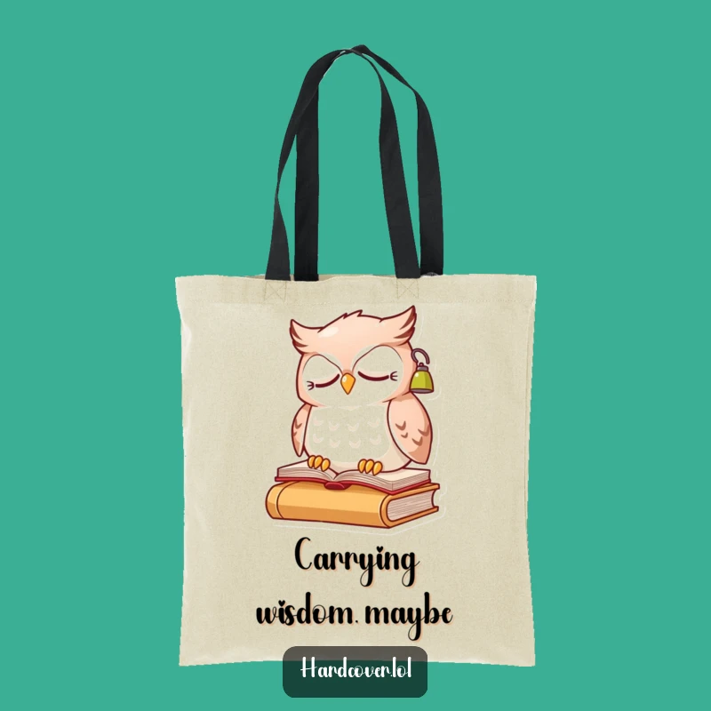 Funny Owl Tote Bag: Sleepy Reader Character, Book Lamp Gift for Bookworms