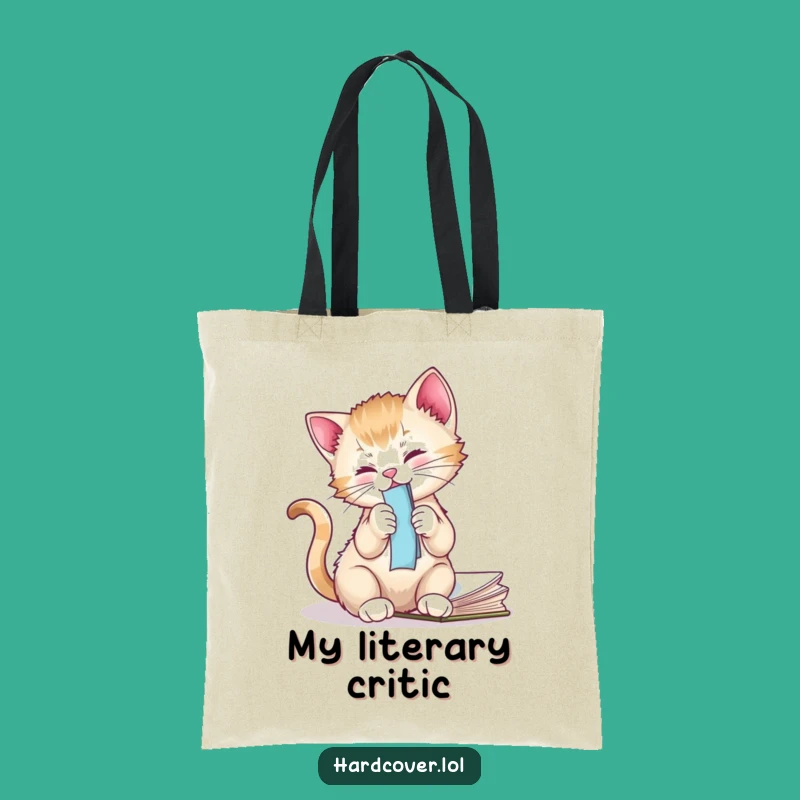 Funny Kitten Tote Bag - Playful Cat Accessory Gift for Bookworms