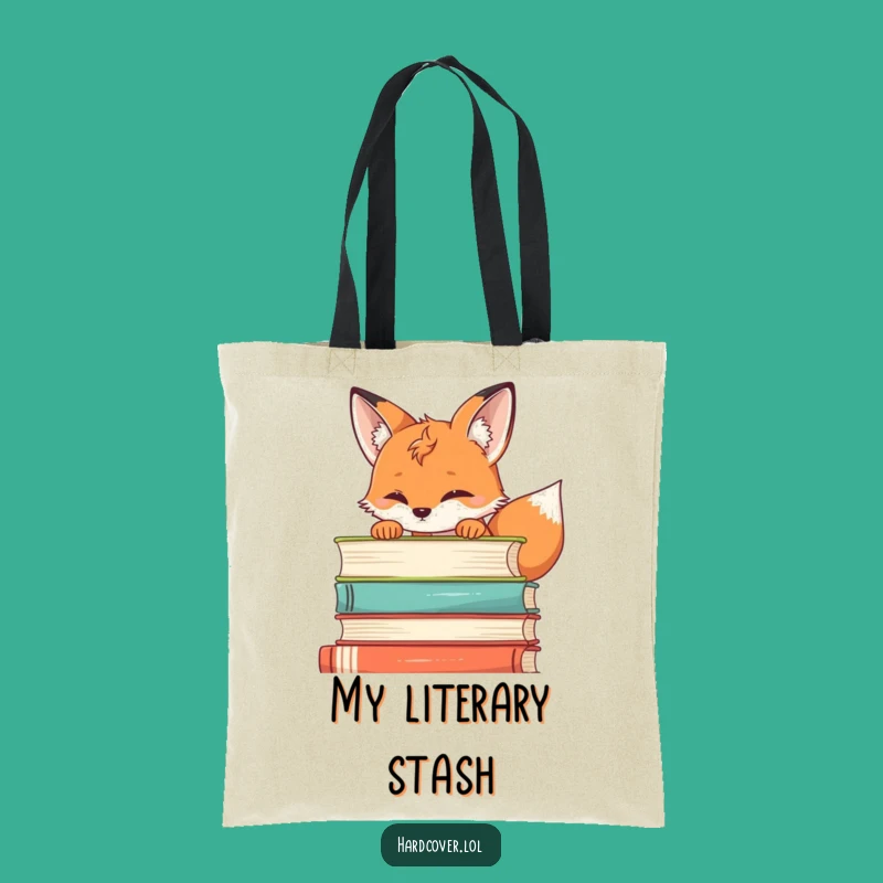 Funny Fox Book Stack Tote Bag - Carry Your Knowledge in Style